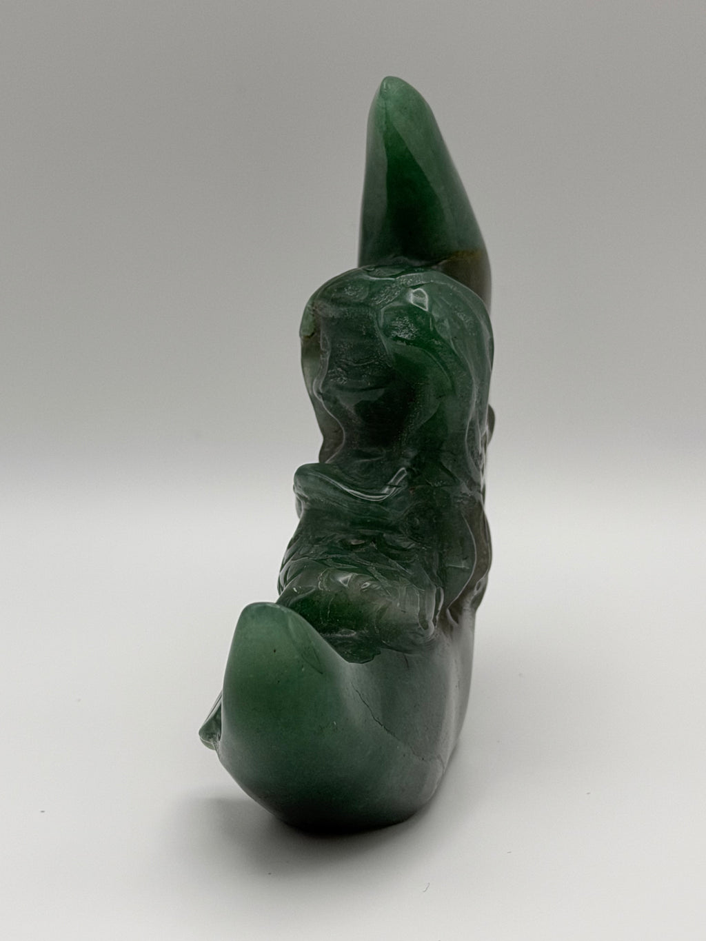 Green Aventurine Mermaid on Moon Carving