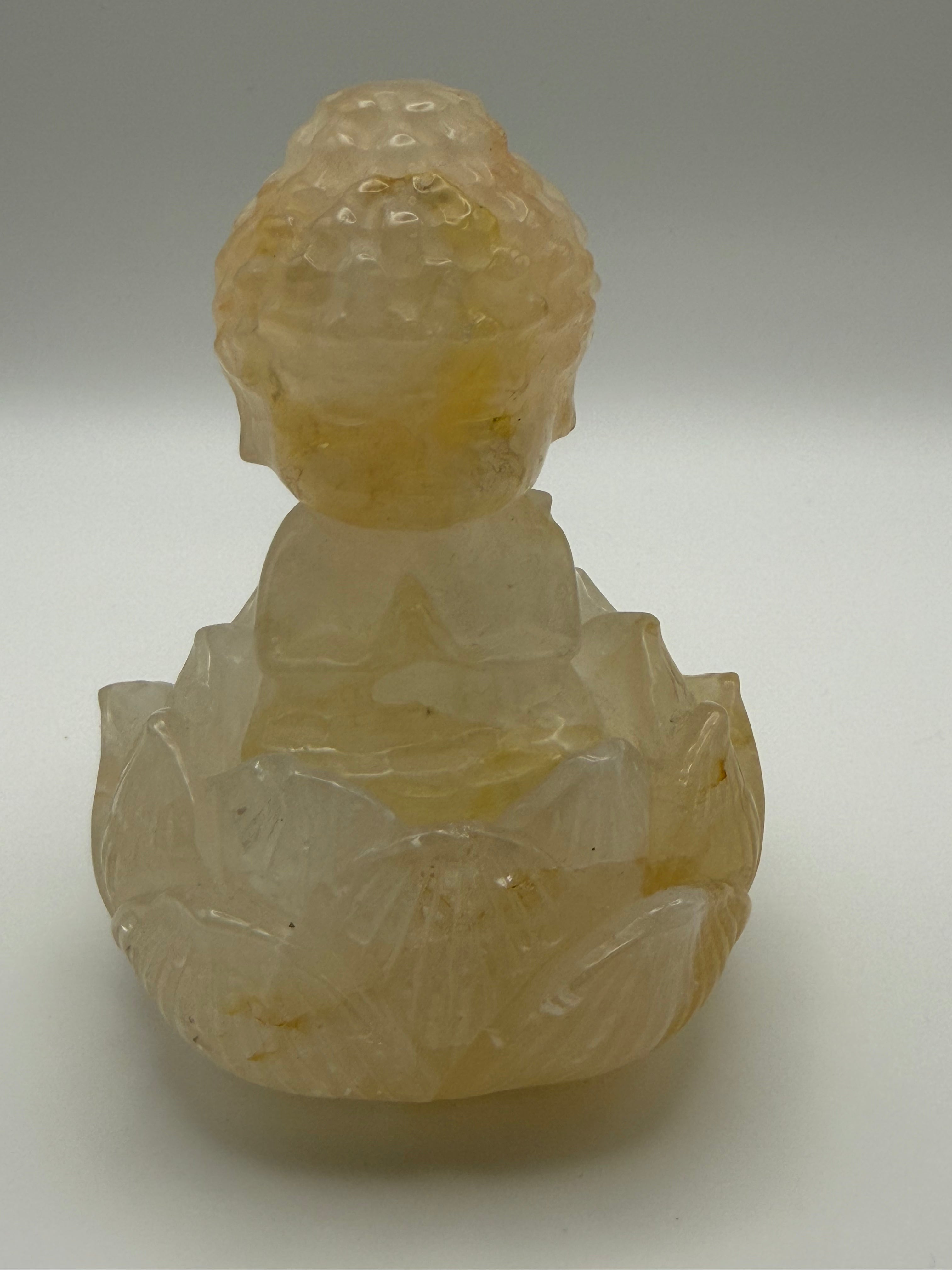 Golden Healer Baby Buddha in Lotus Carving