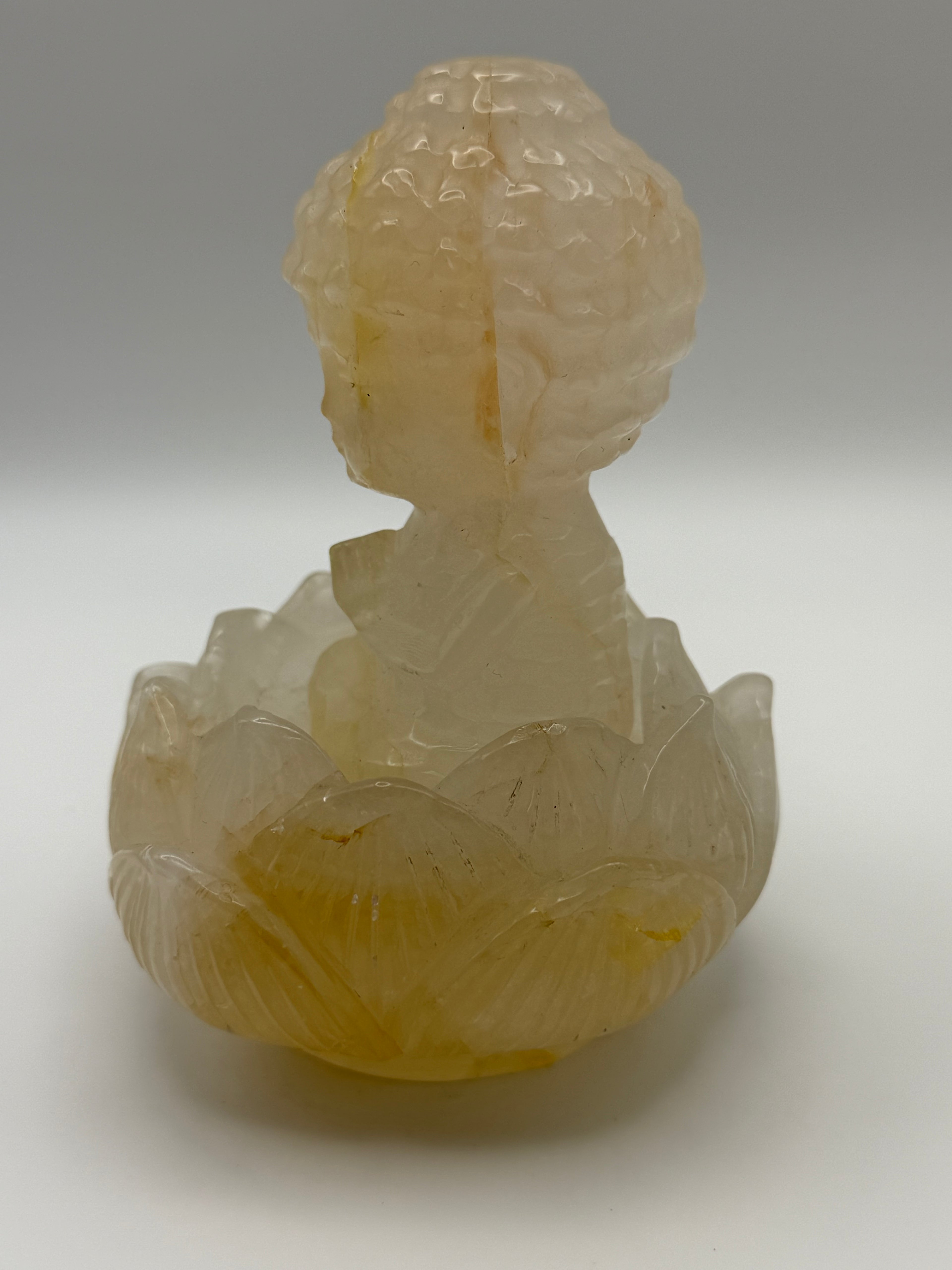 Golden Healer Baby Buddha in Lotus Carving