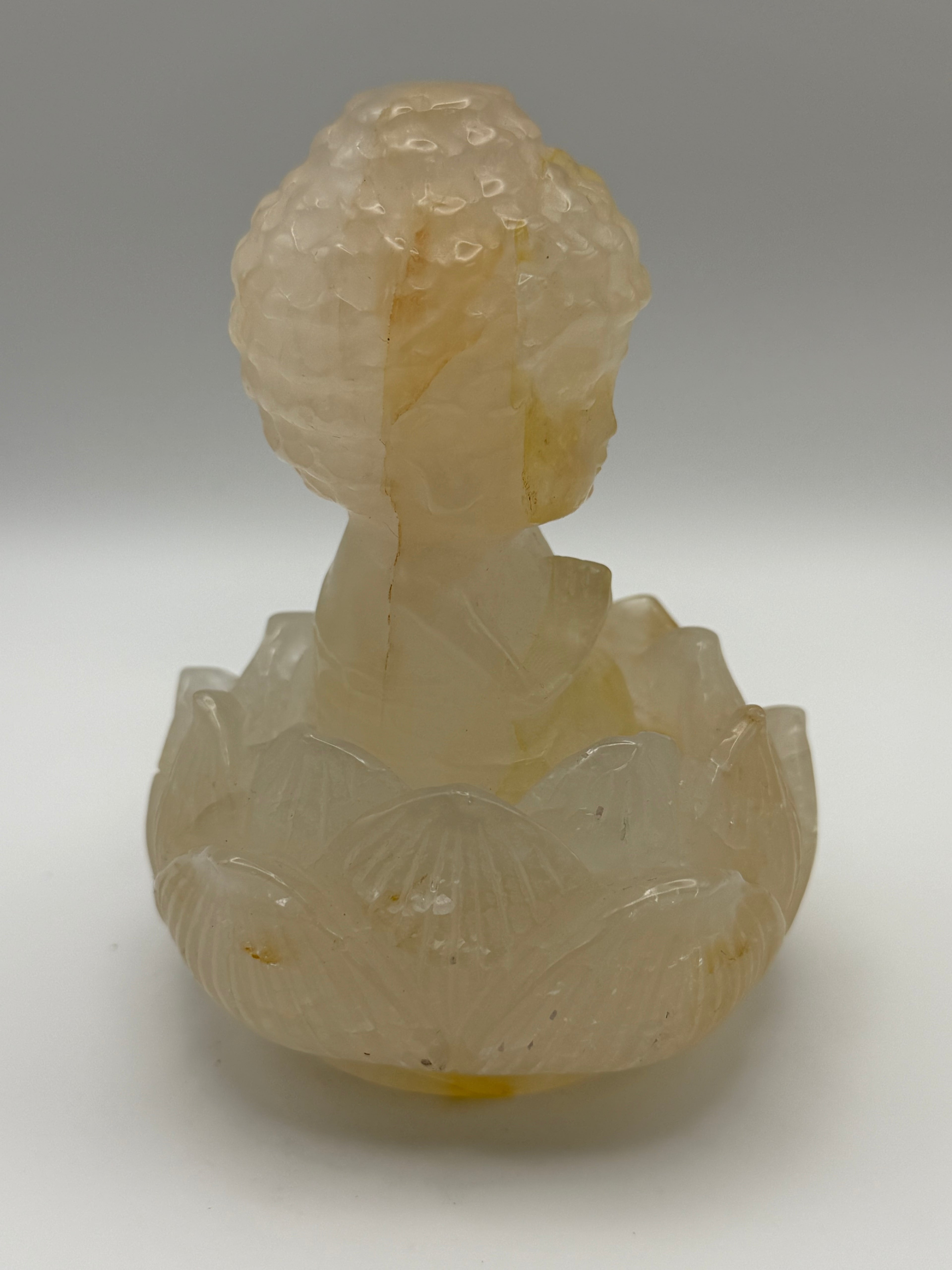 Golden Healer Baby Buddha in Lotus Carving