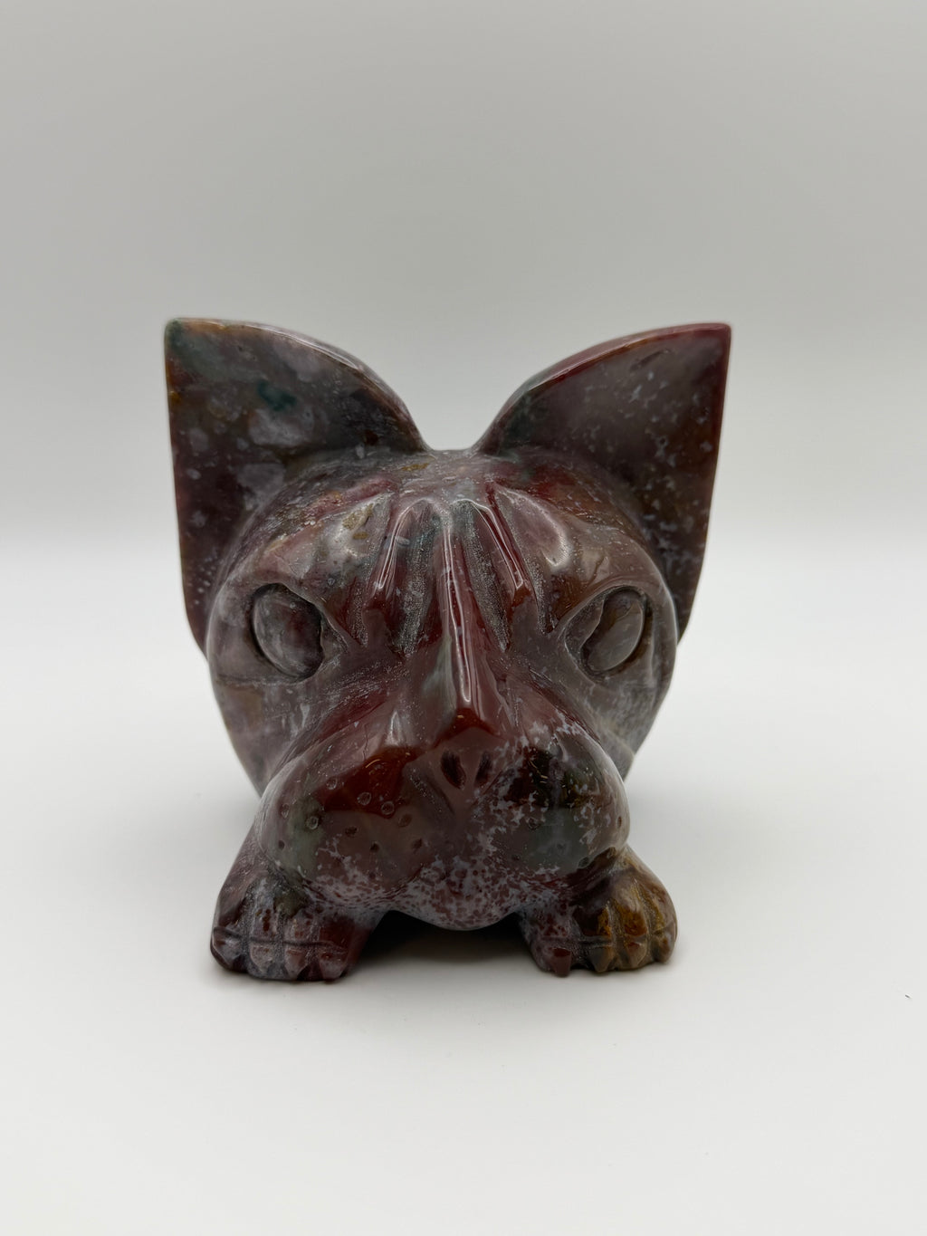XL Ocean Jasper Dog Head Carving
