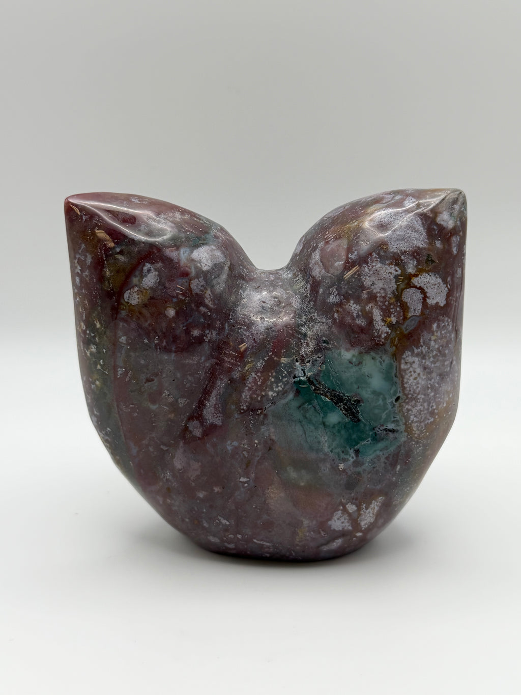 XL Ocean Jasper Dog Head Carving