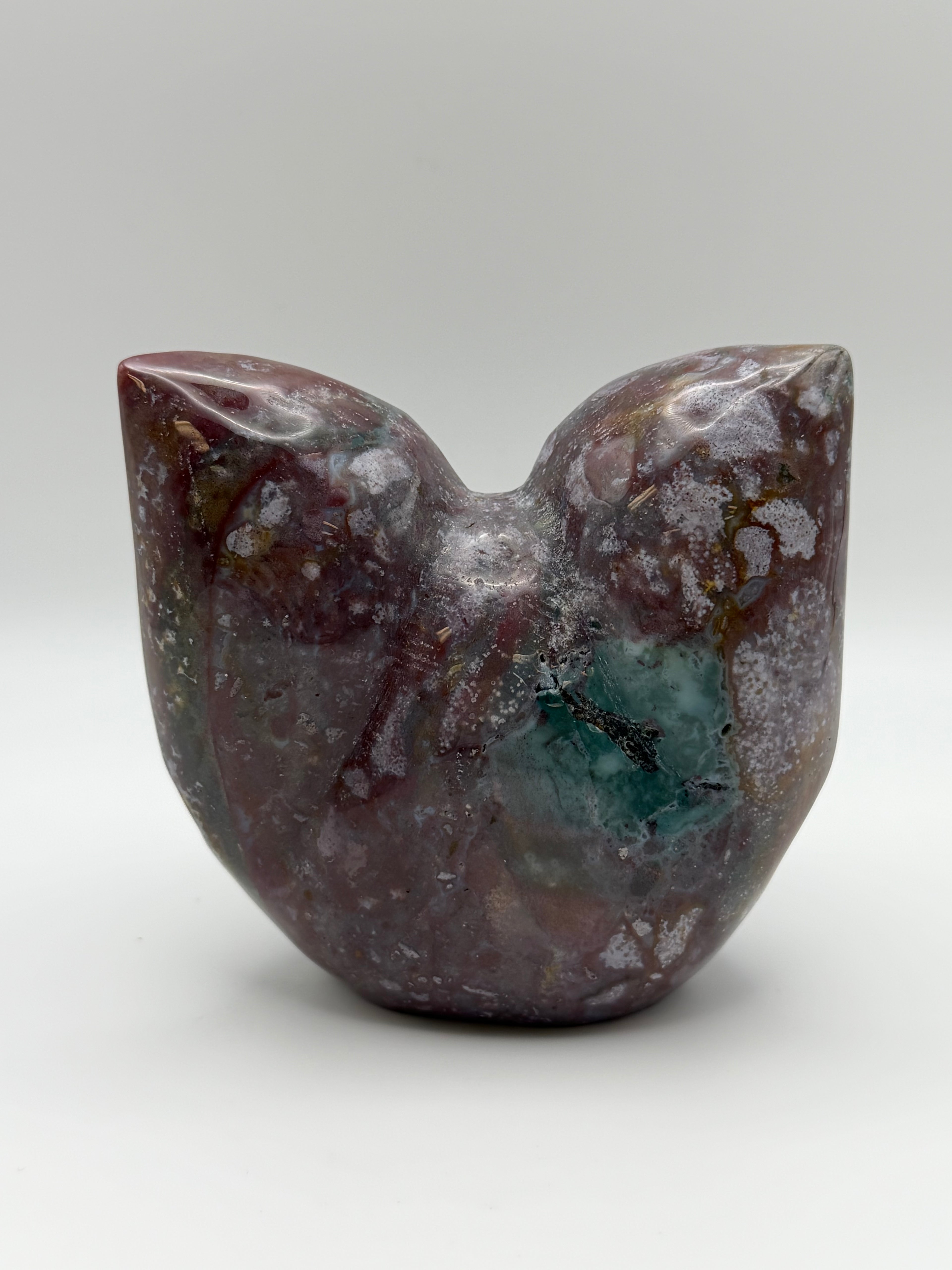 XL Ocean Jasper Dog Head Carving