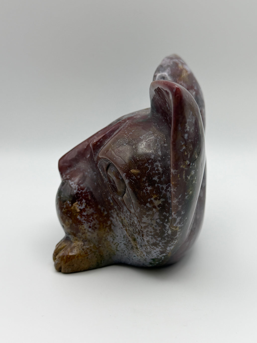 XL Ocean Jasper Dog Head Carving
