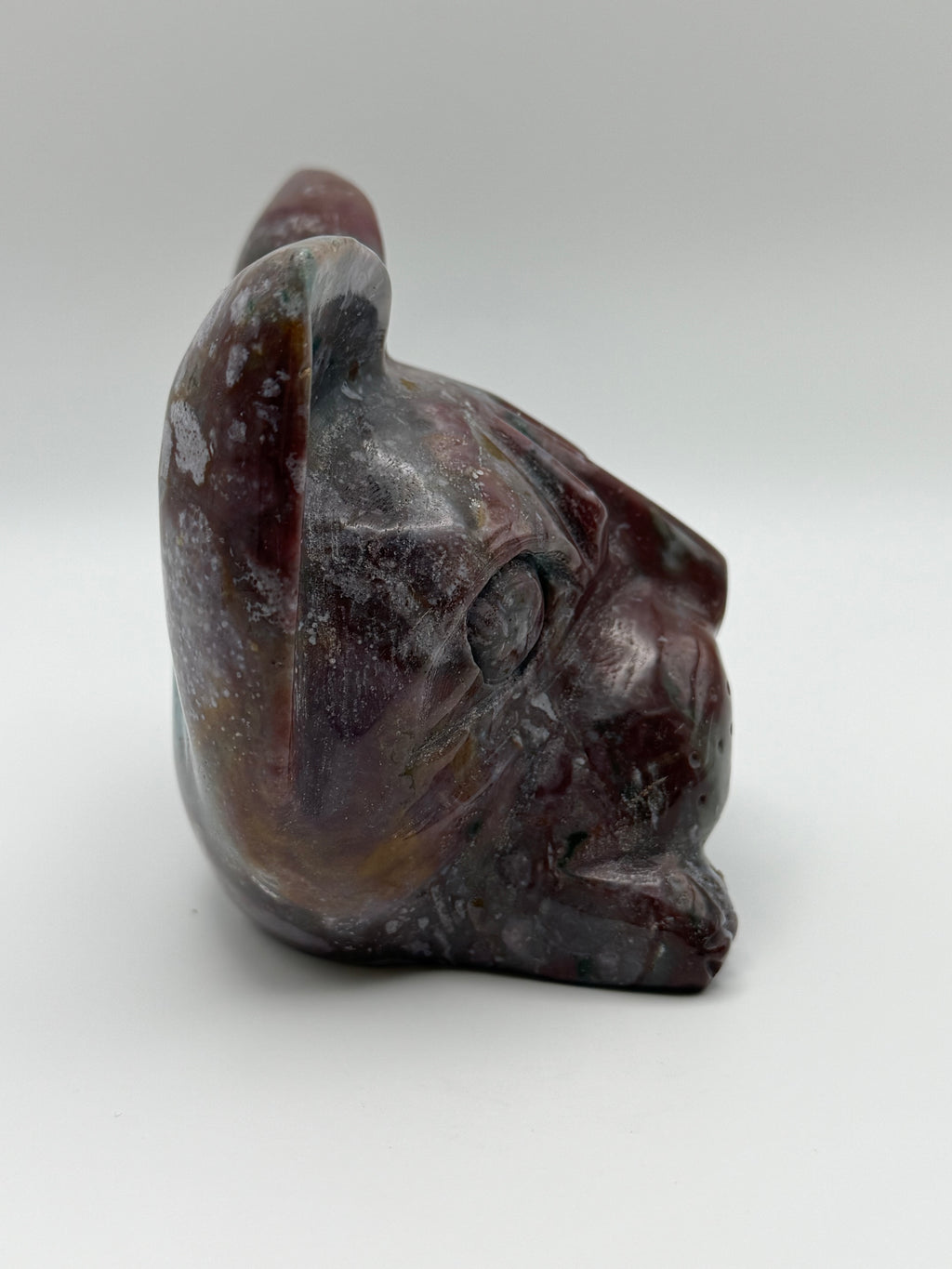 XL Ocean Jasper Dog Head Carving