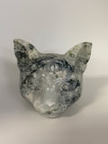 Blue Moss Agate Sphynx Head Carving