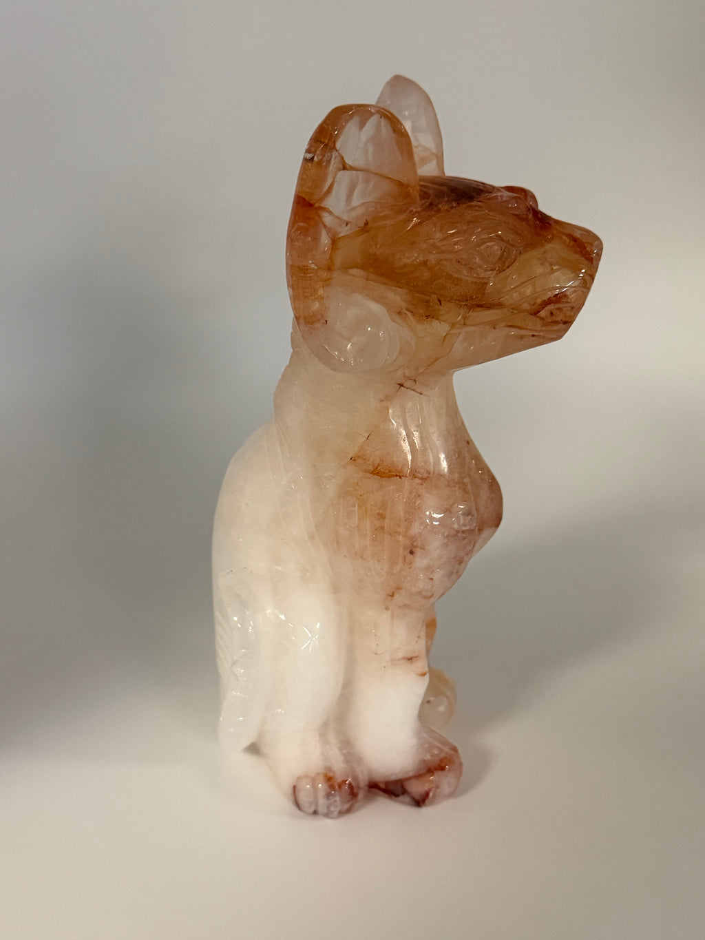 Fire Quartz Sphynx Carving
