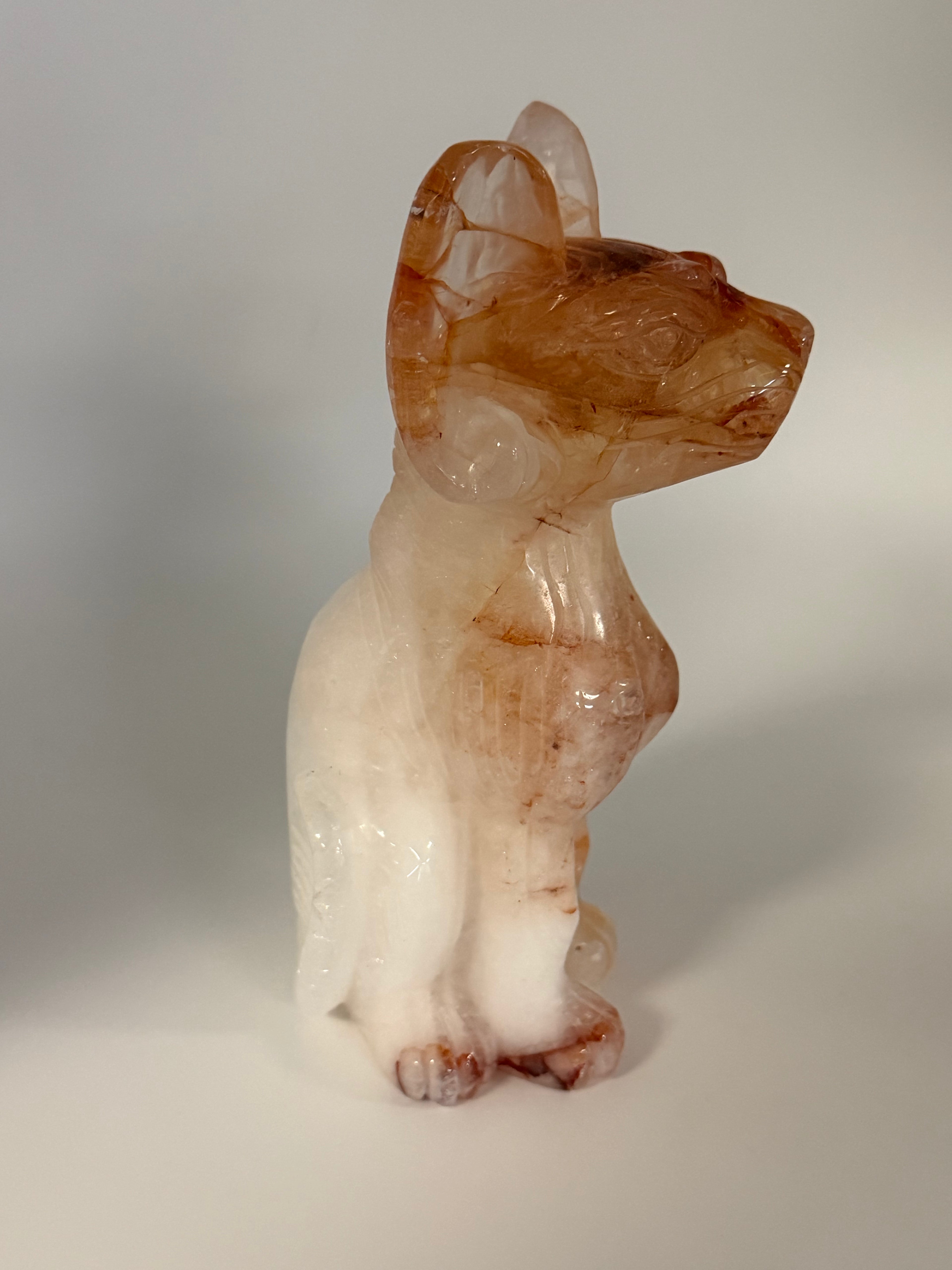 Fire Quartz Sphynx Carving