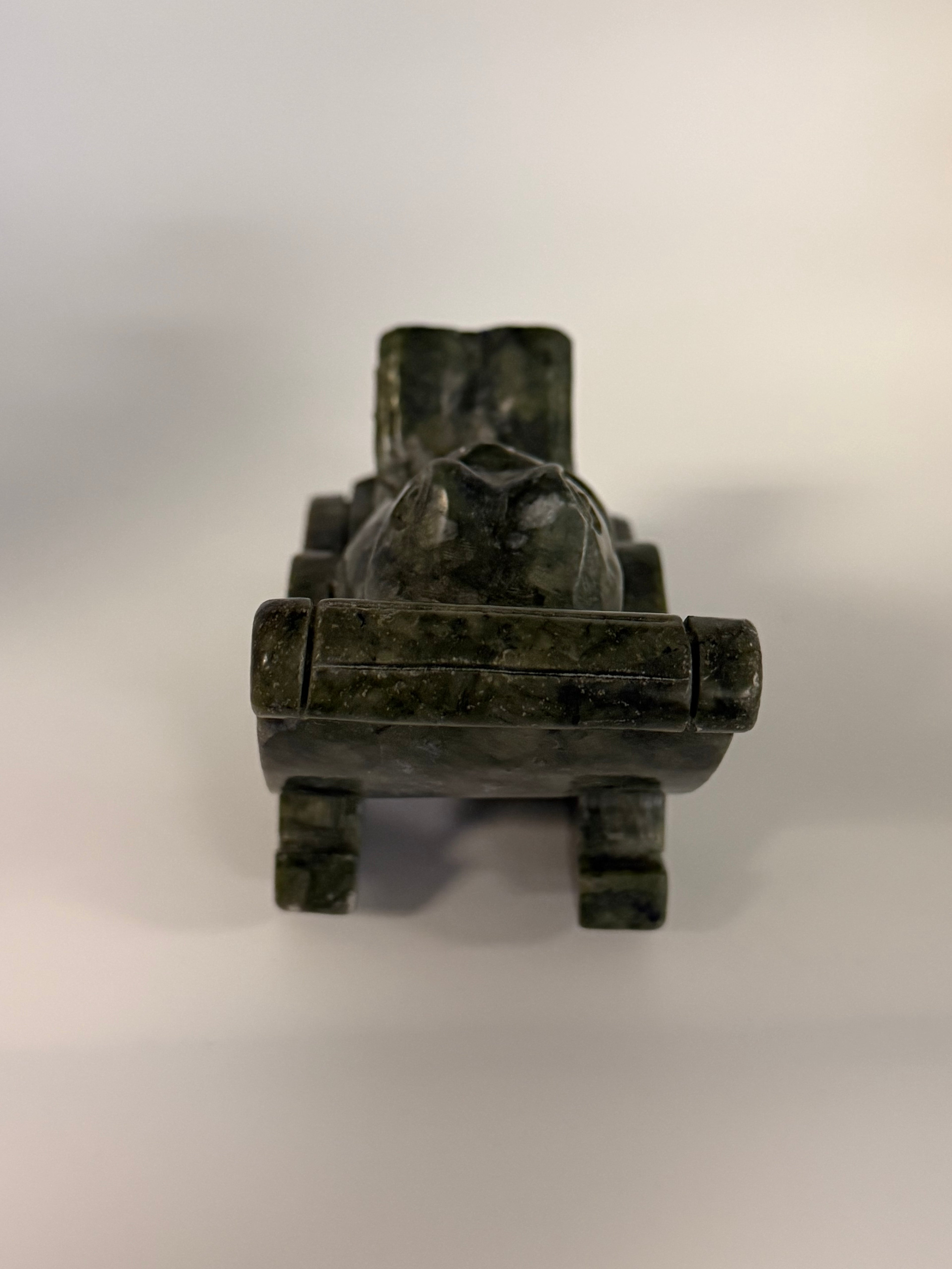 Green Aventurine Frog in Chair Carving