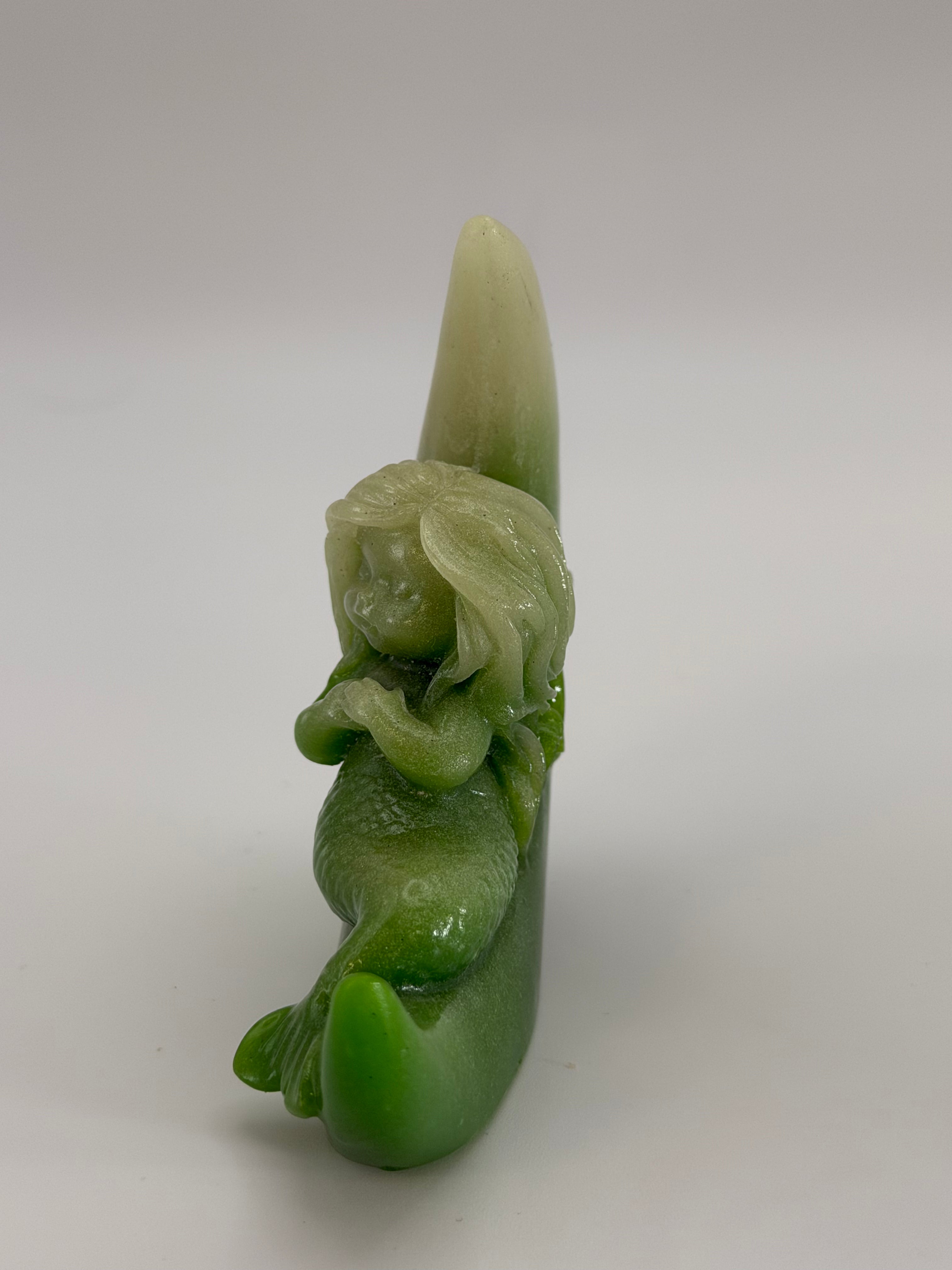 Mermaid on Moon Carving