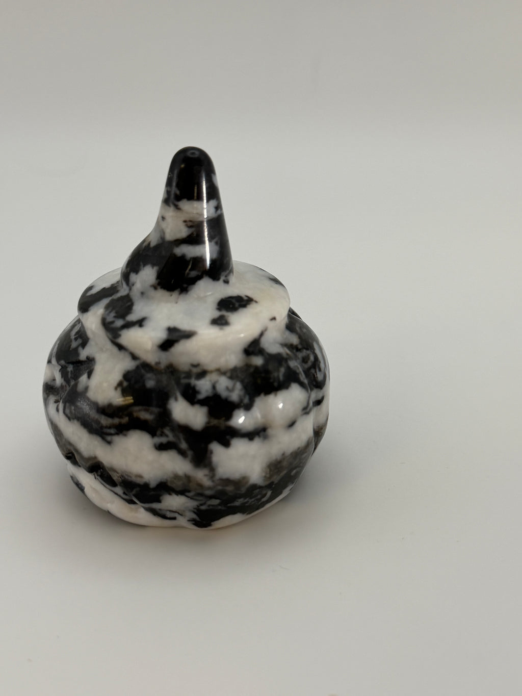Zebra Stone Jack-O-Lantern with Witch Hat Carving