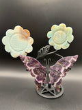 Amethyst & Caribbean Calcite Flower with Butterfly Stand