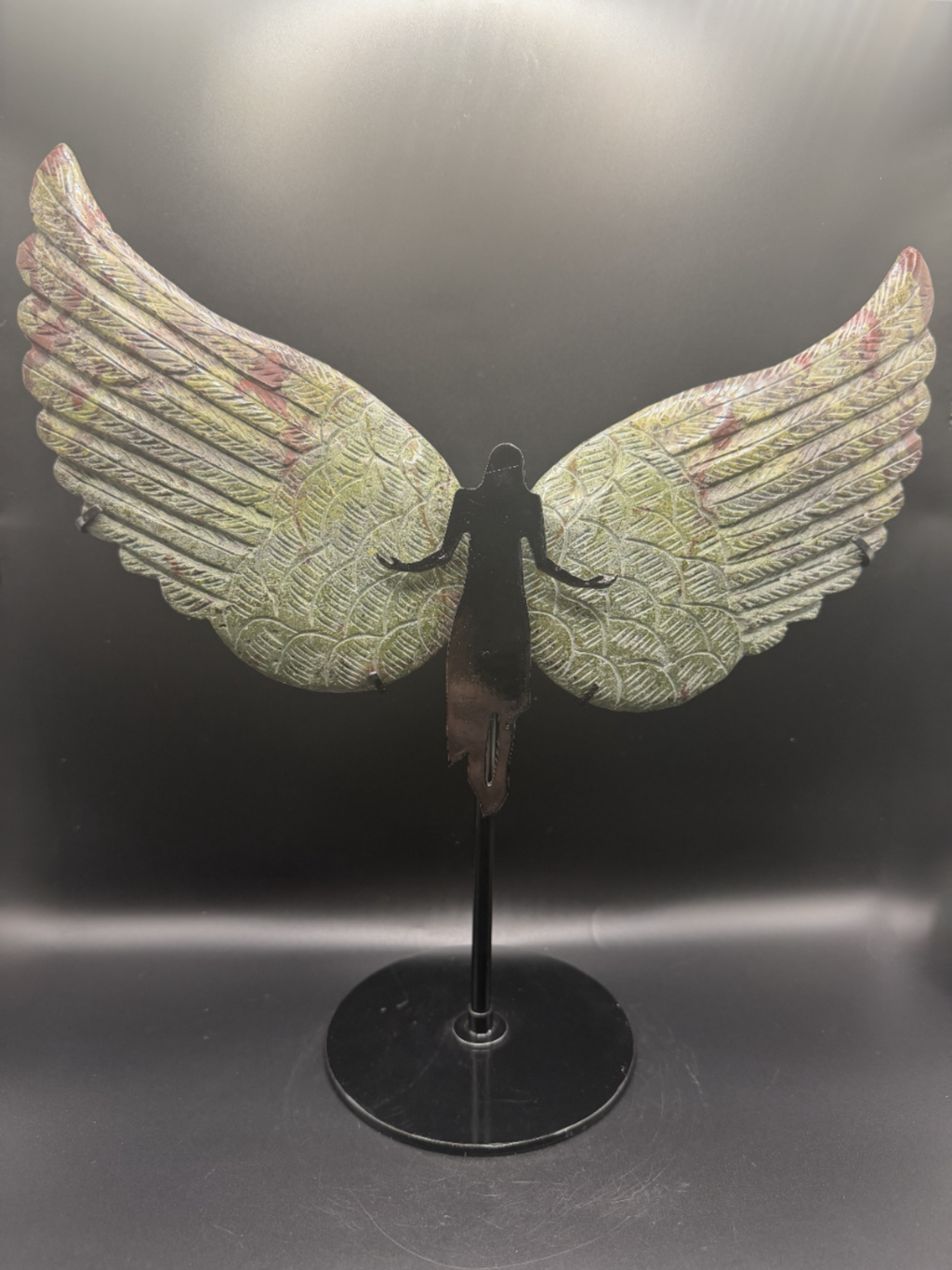 Lg Ruby Zoisite Angel Wings on Stand