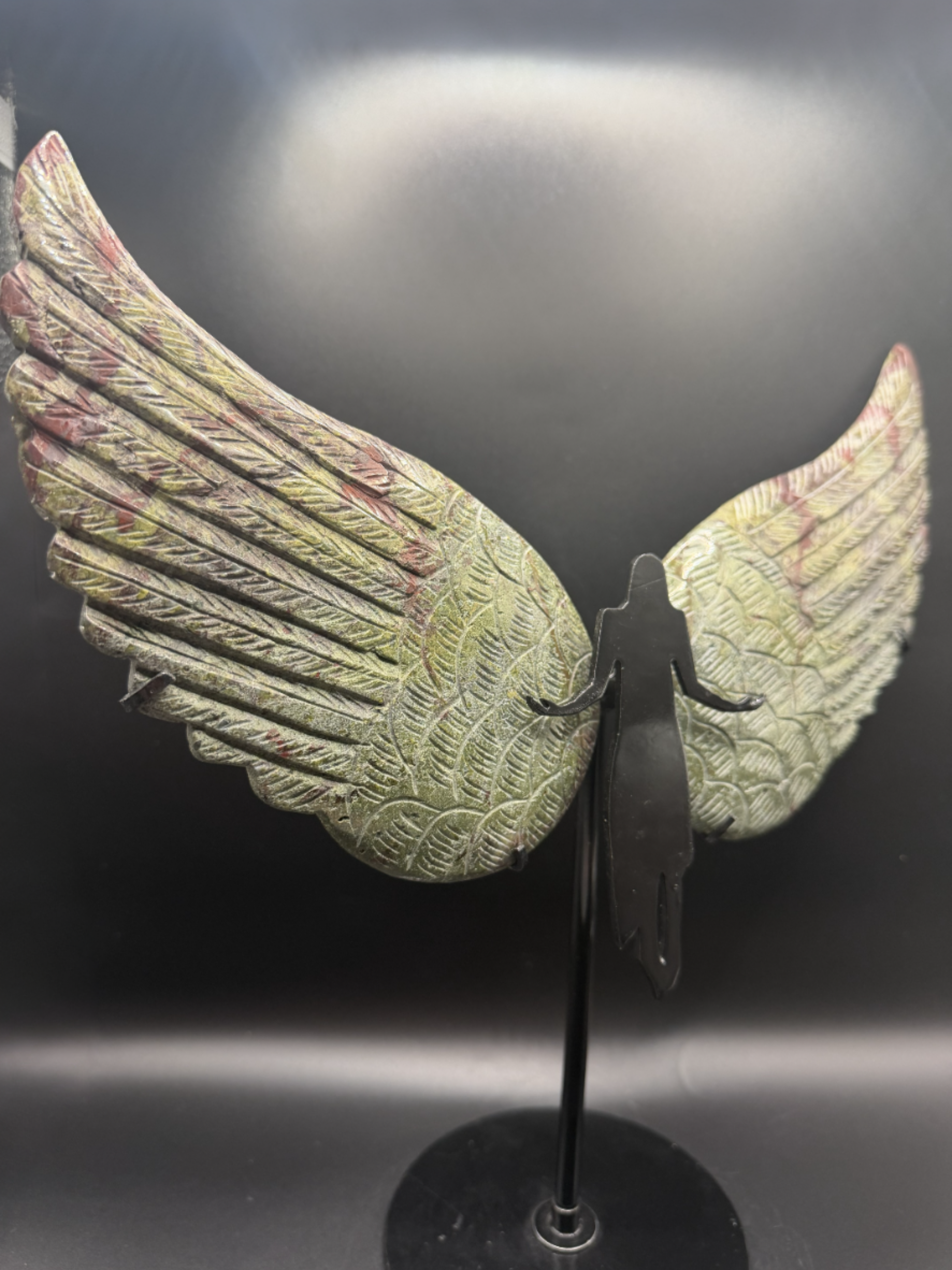 Lg Ruby Zoisite Angel Wings on Stand