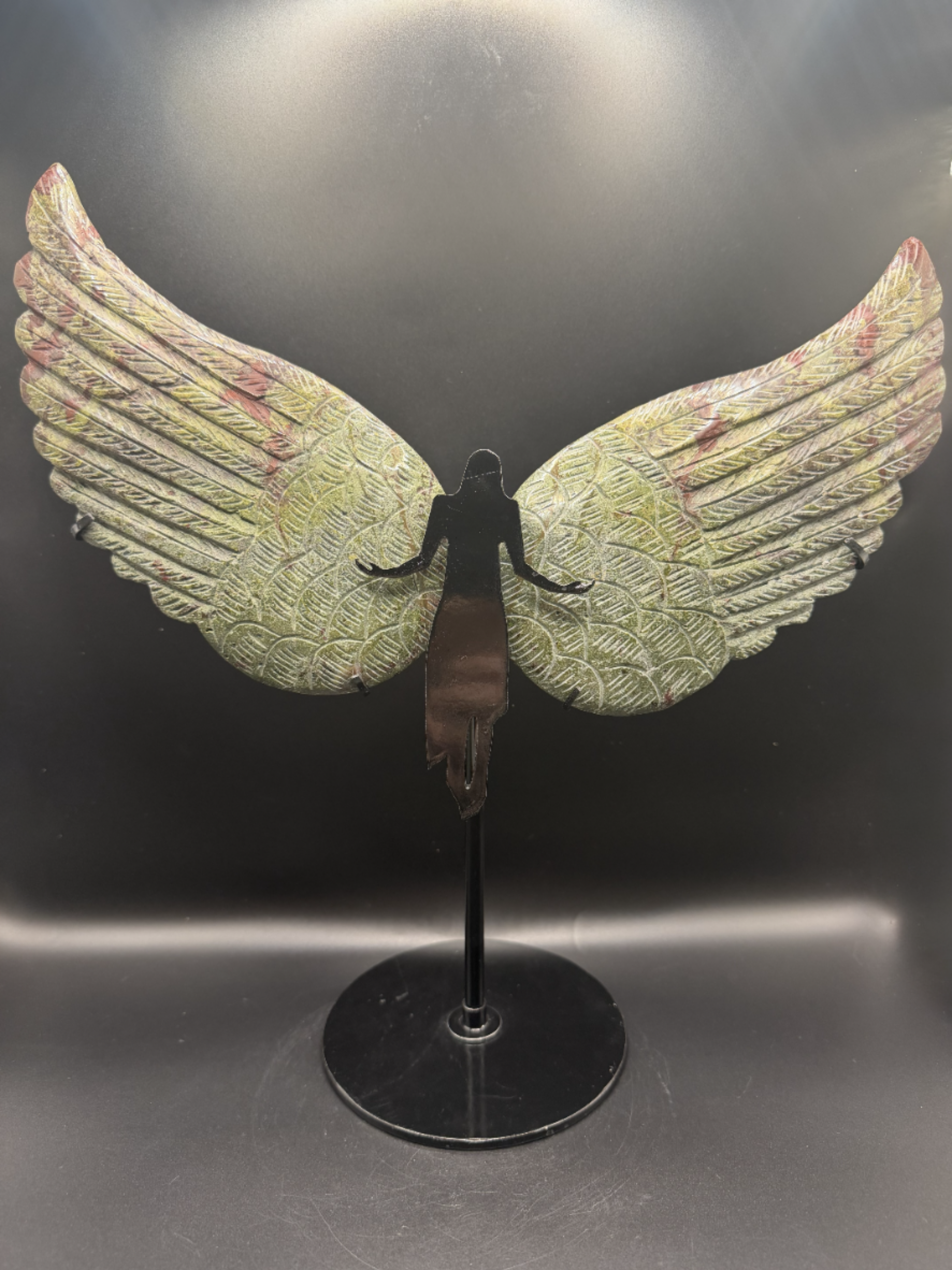 Lg Ruby Zoisite Angel Wings on Stand