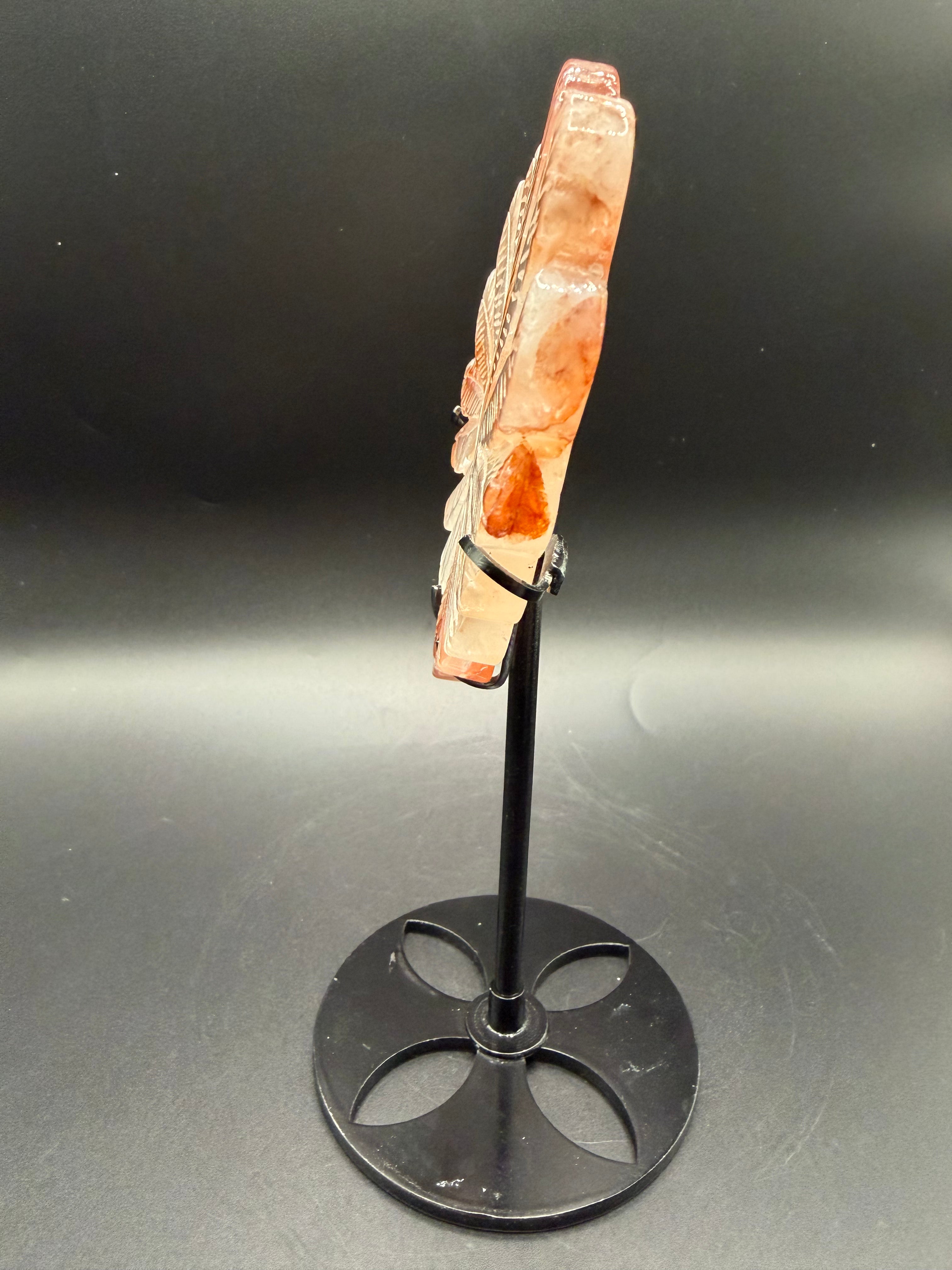 Fire Quartz Heart Wings on Stand
