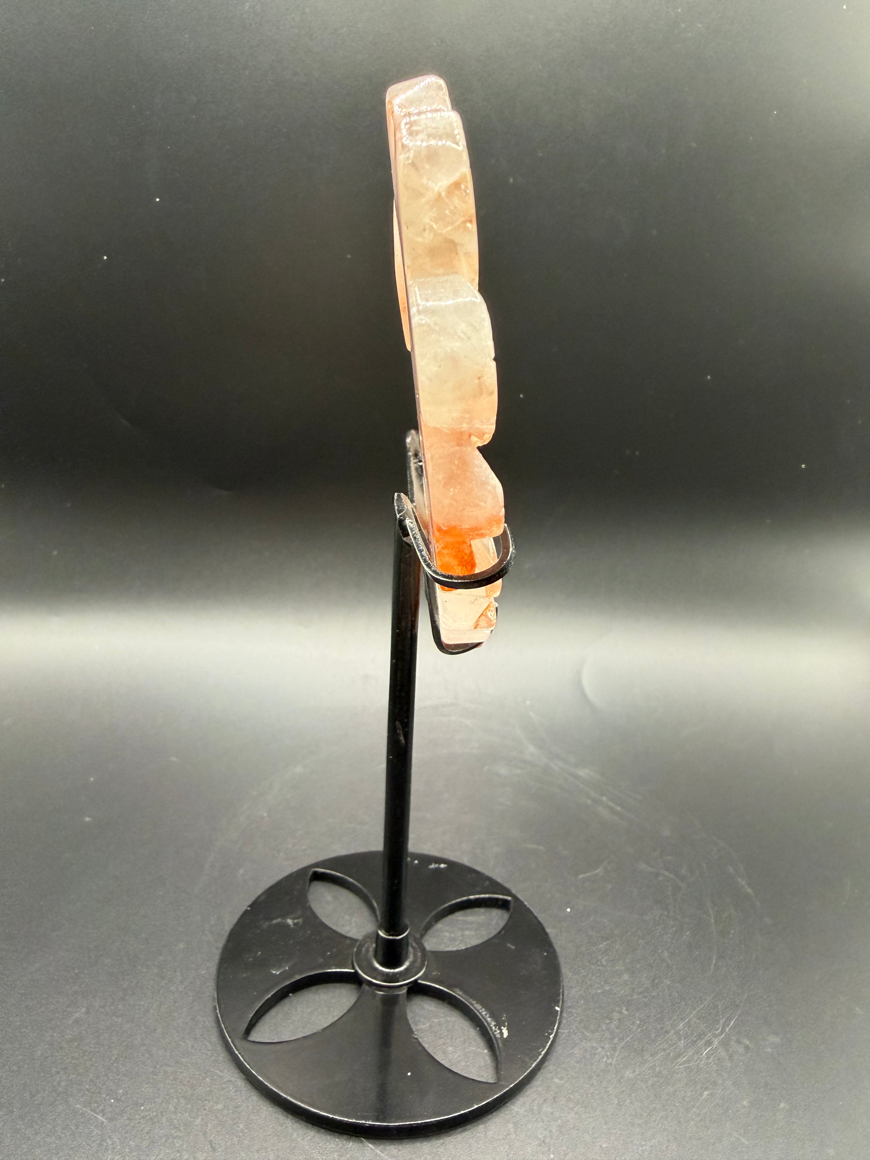 Fire Quartz Heart Wings on Stand