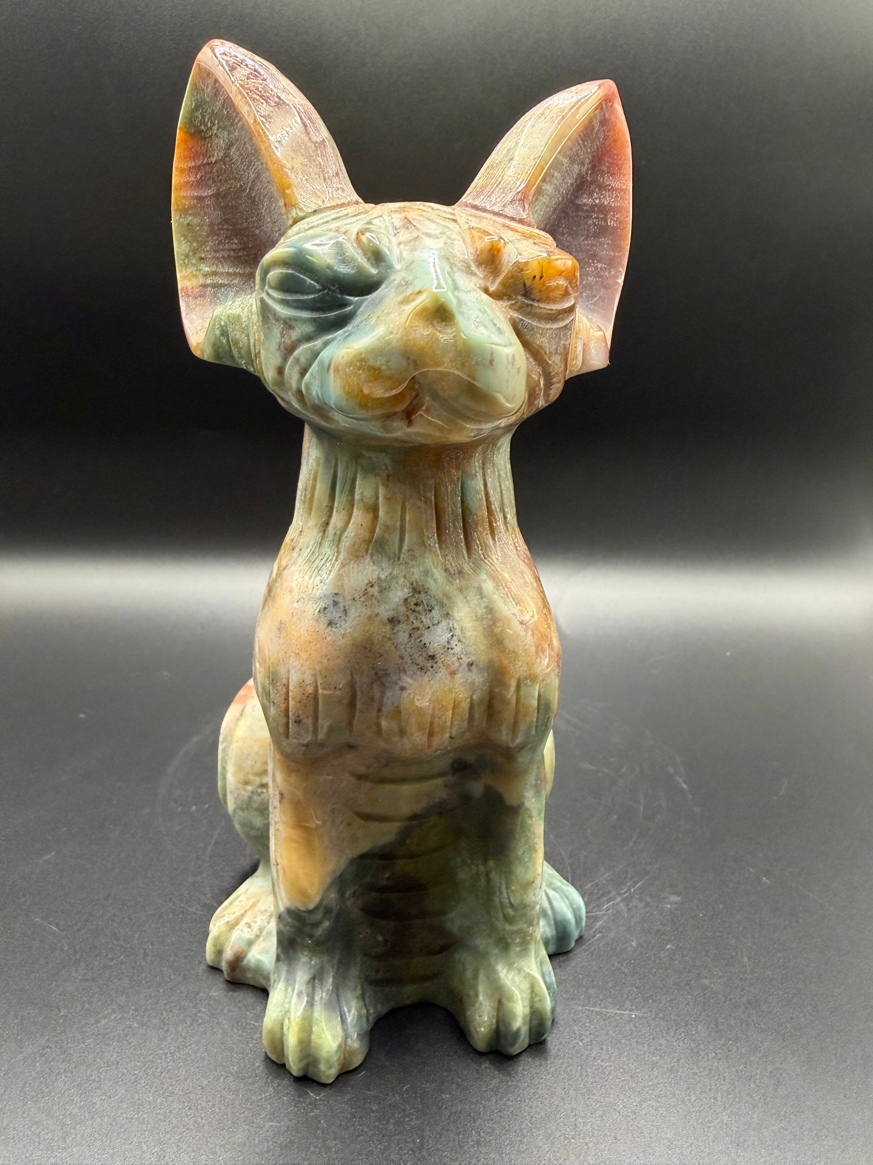 Ocean Jasper Sphynx Carving