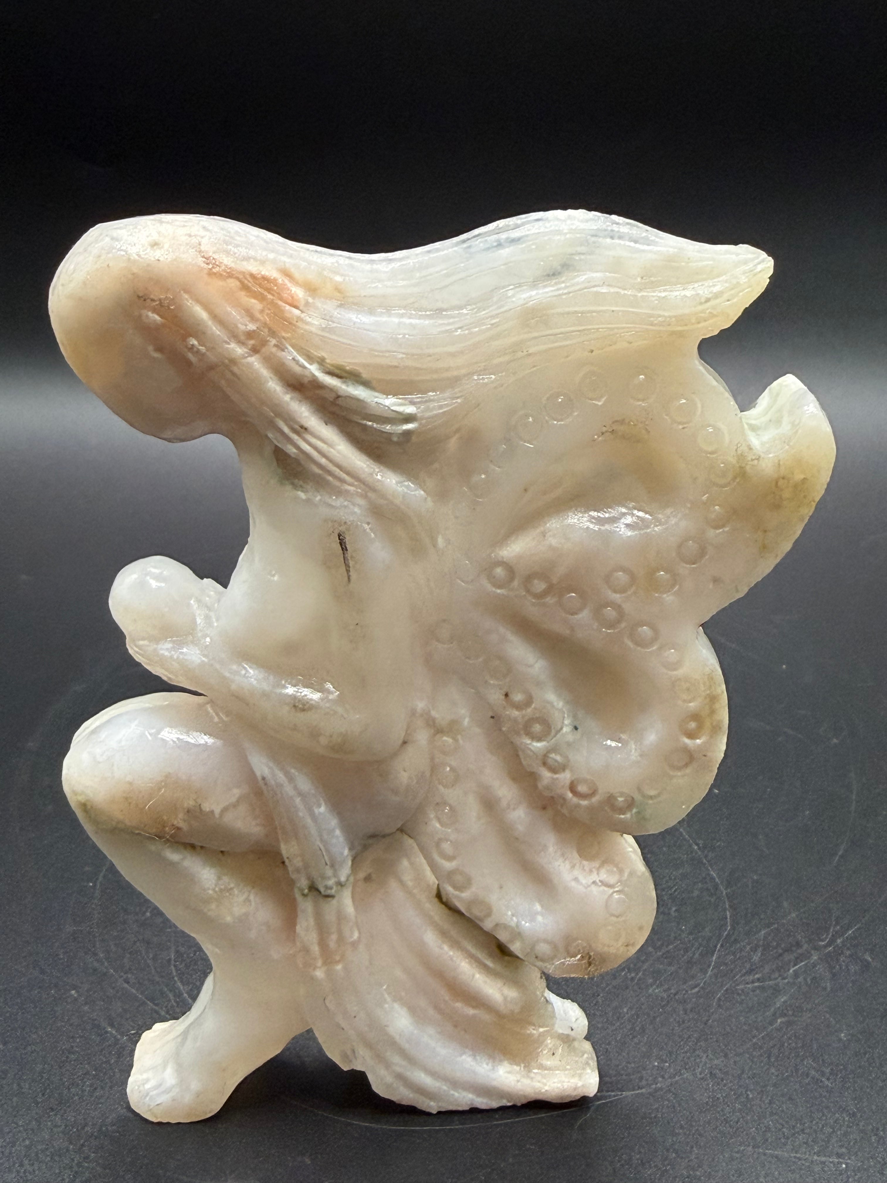 Flower Agate Angel Carving