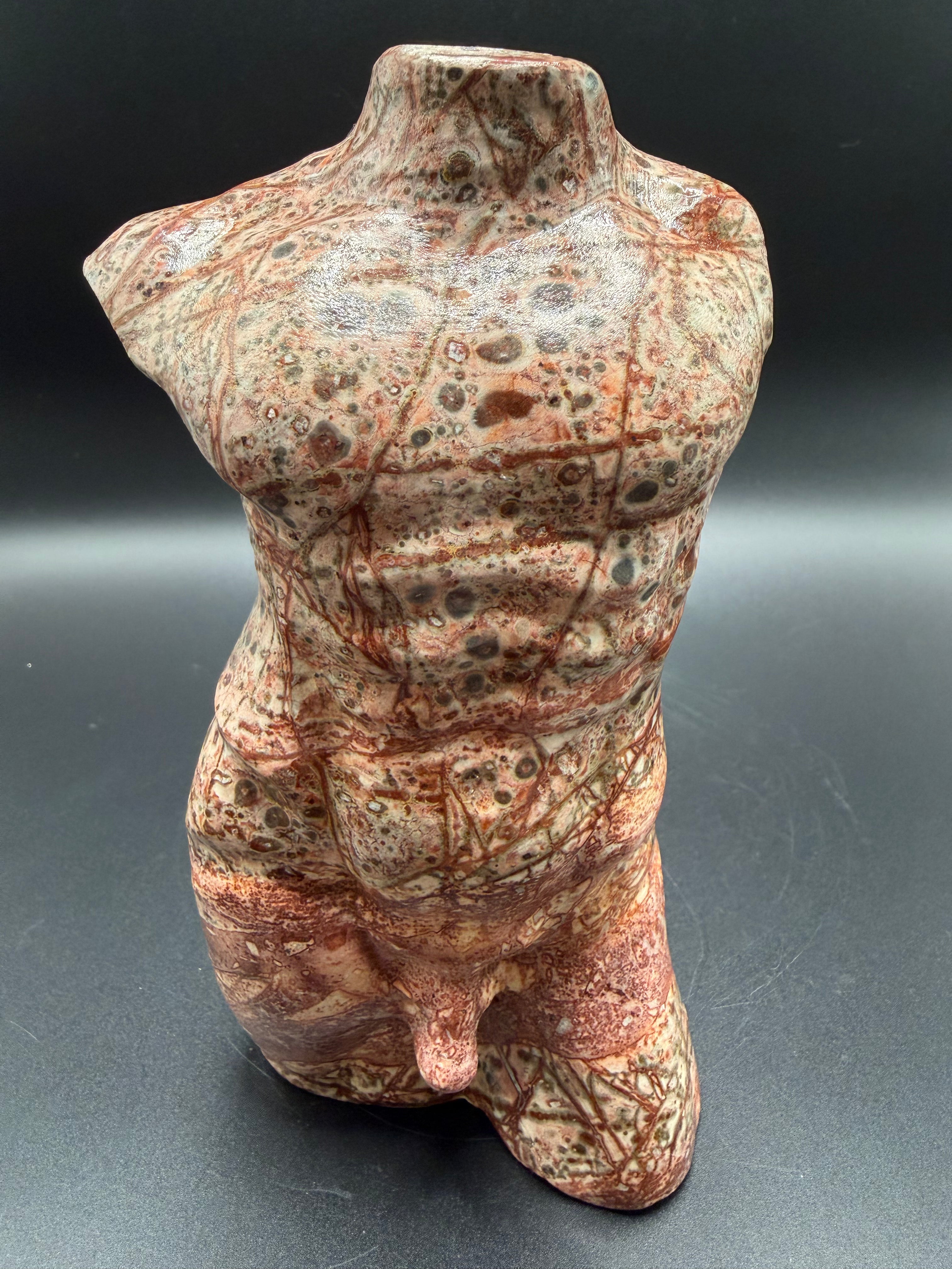 Leopard Skin Jasper Male Body Carving