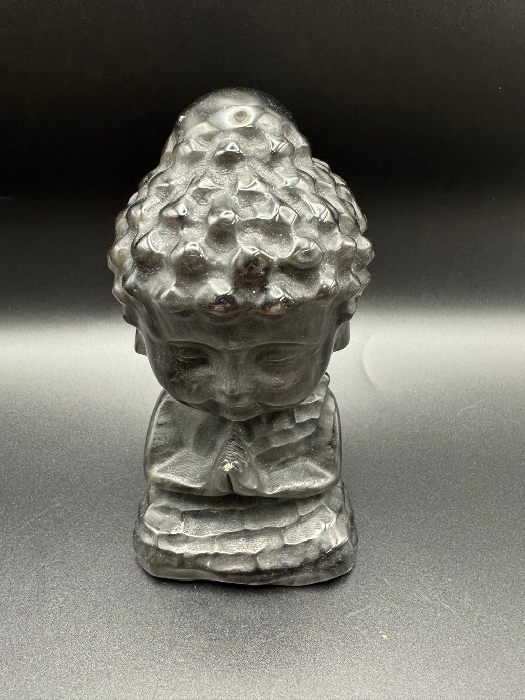 Gold Obsidian Baby Buddha in Matching Lotus