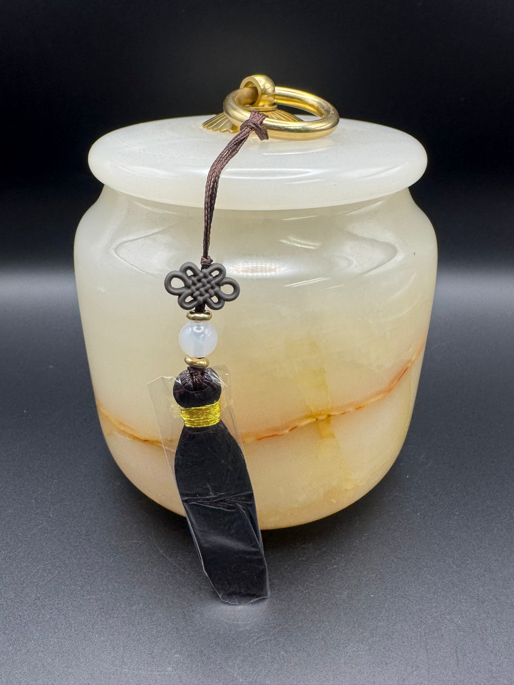 Beautiful Natural Onyx Crystal Jar w/ Matching Lid
