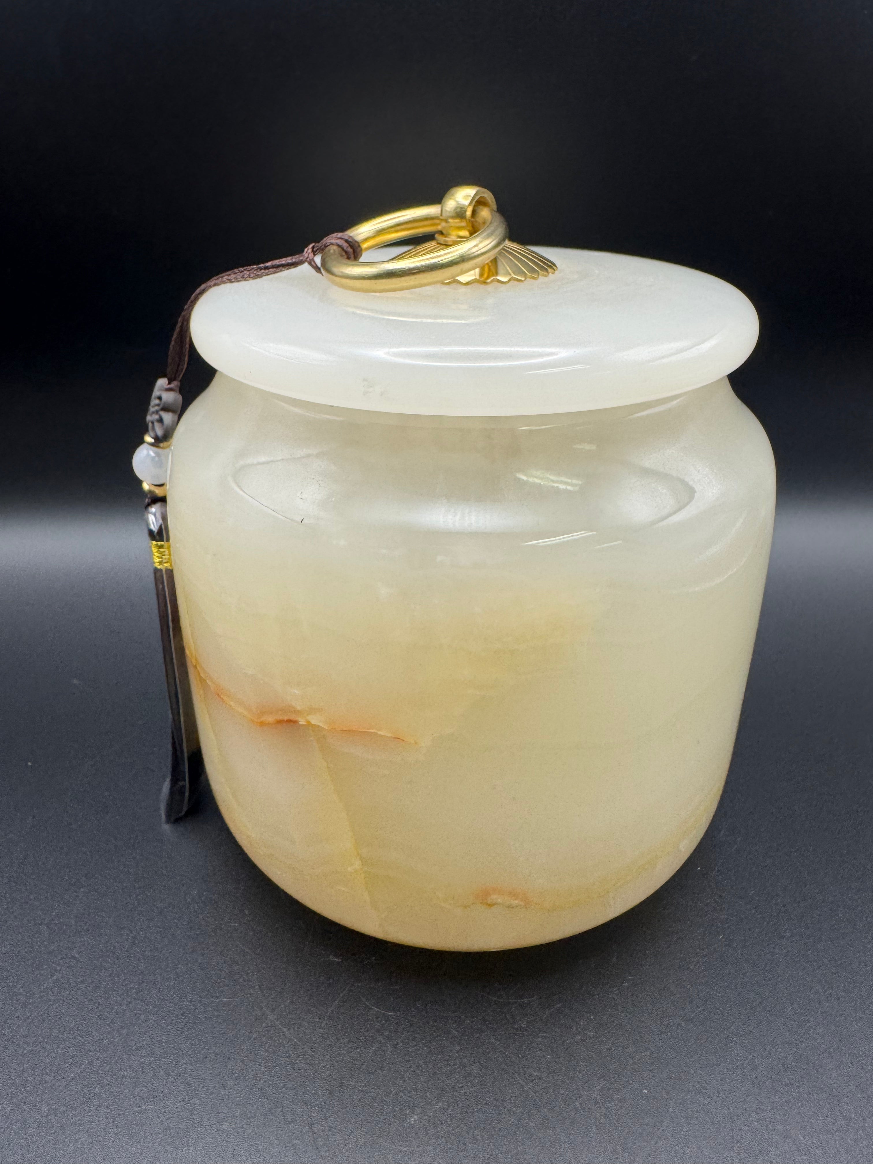 Beautiful Natural Onyx Crystal Jar w/ Matching Lid