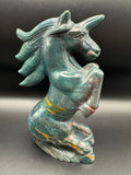 Stunning Ocean Jasper Sitting Horse Carving