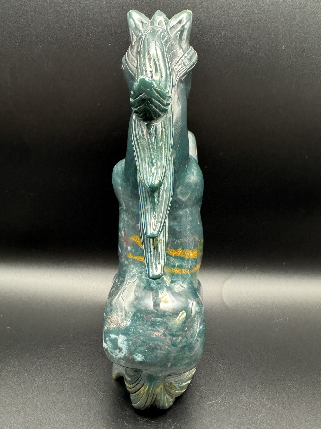 Stunning Ocean Jasper Sitting Horse Carving