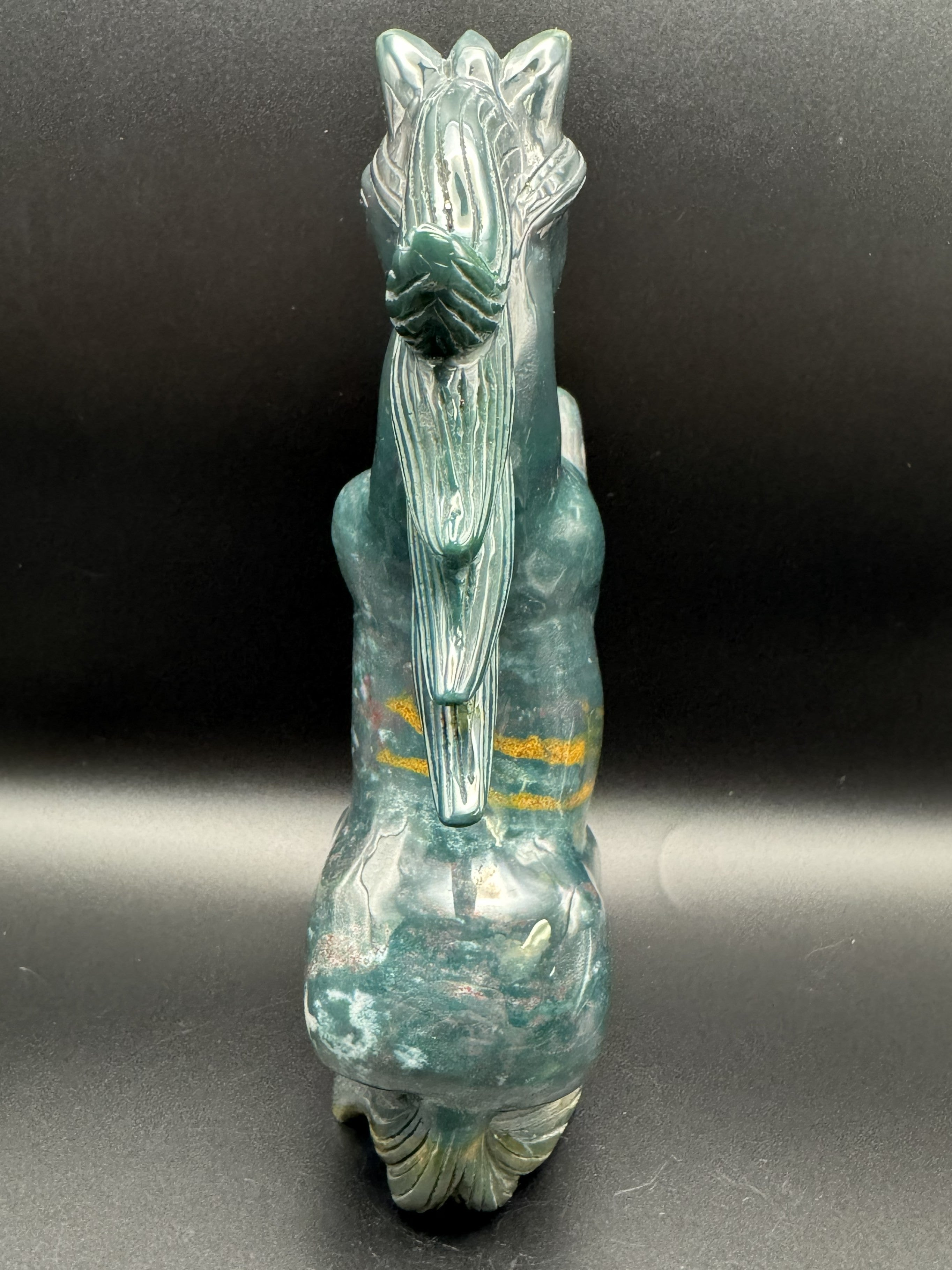 Stunning Ocean Jasper Sitting Horse Carving