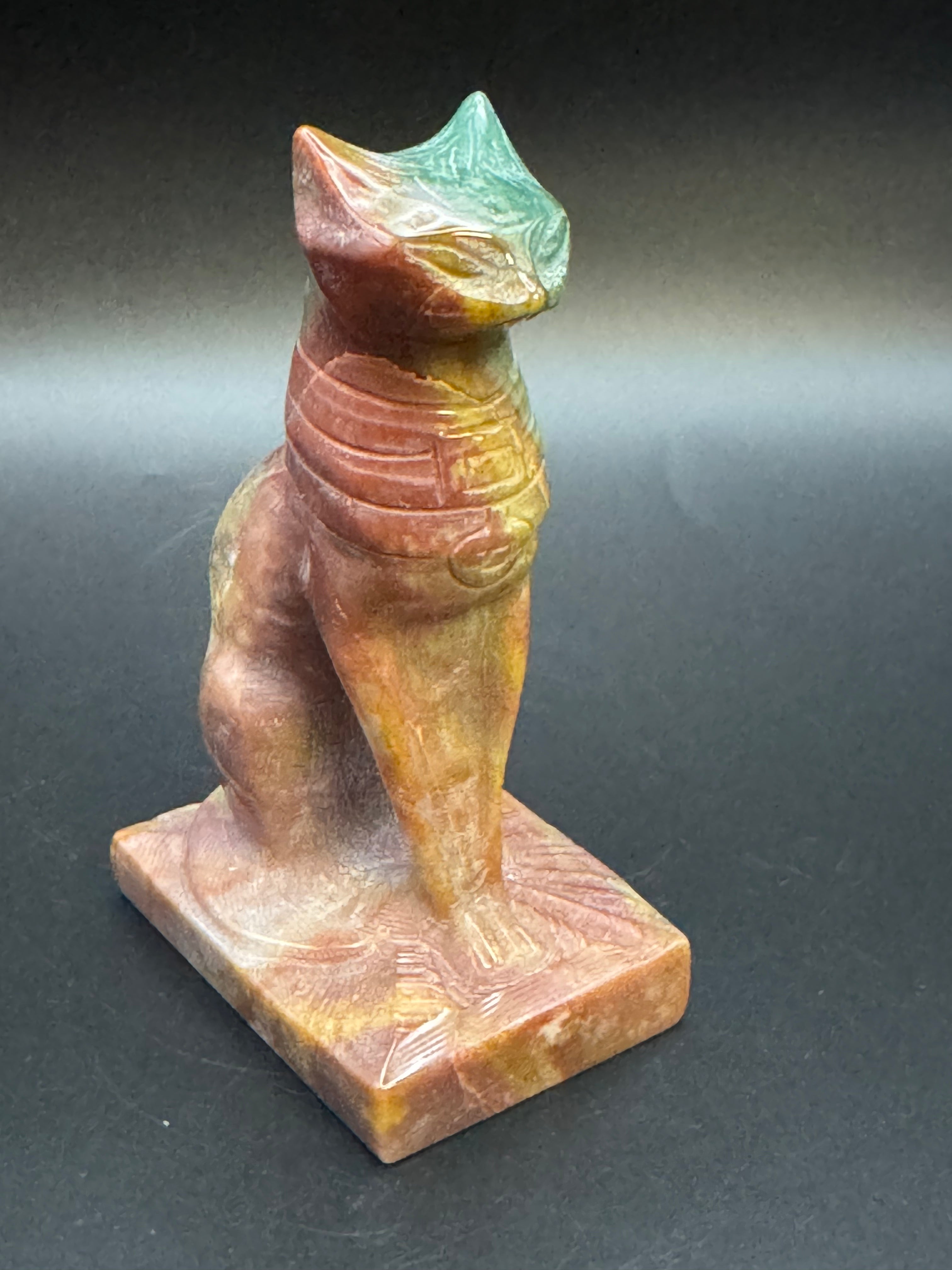 Ocean Jasper Egyptian Cat Carving