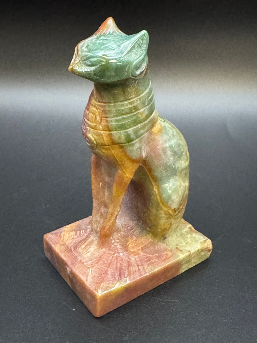 Ocean Jasper Egyptian Cat Carving