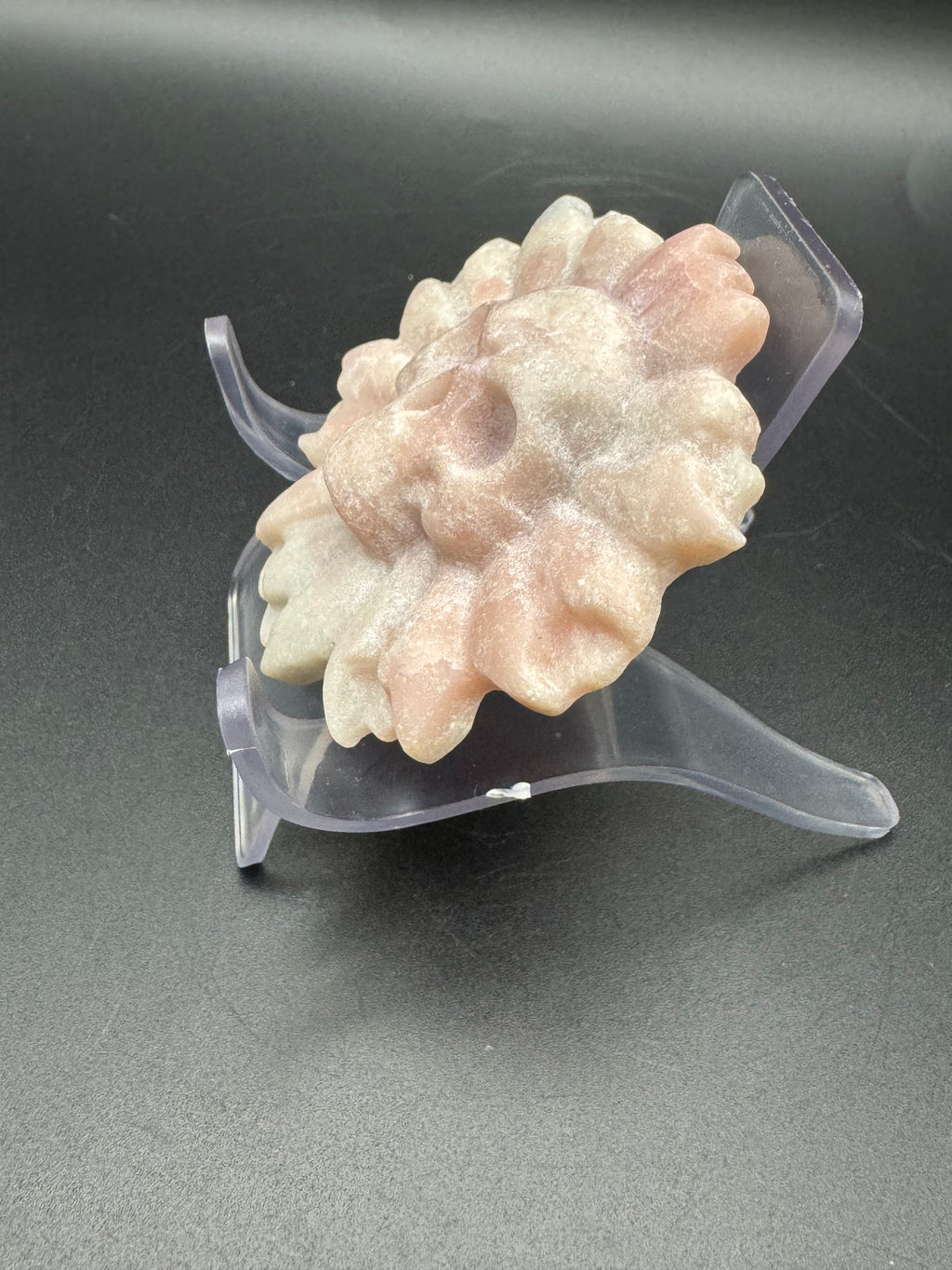 Pink Opal Skull Sunflower Carving