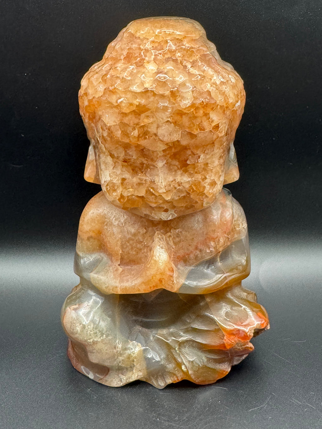 Carnelian Baby Buddha Carving (Druzy)