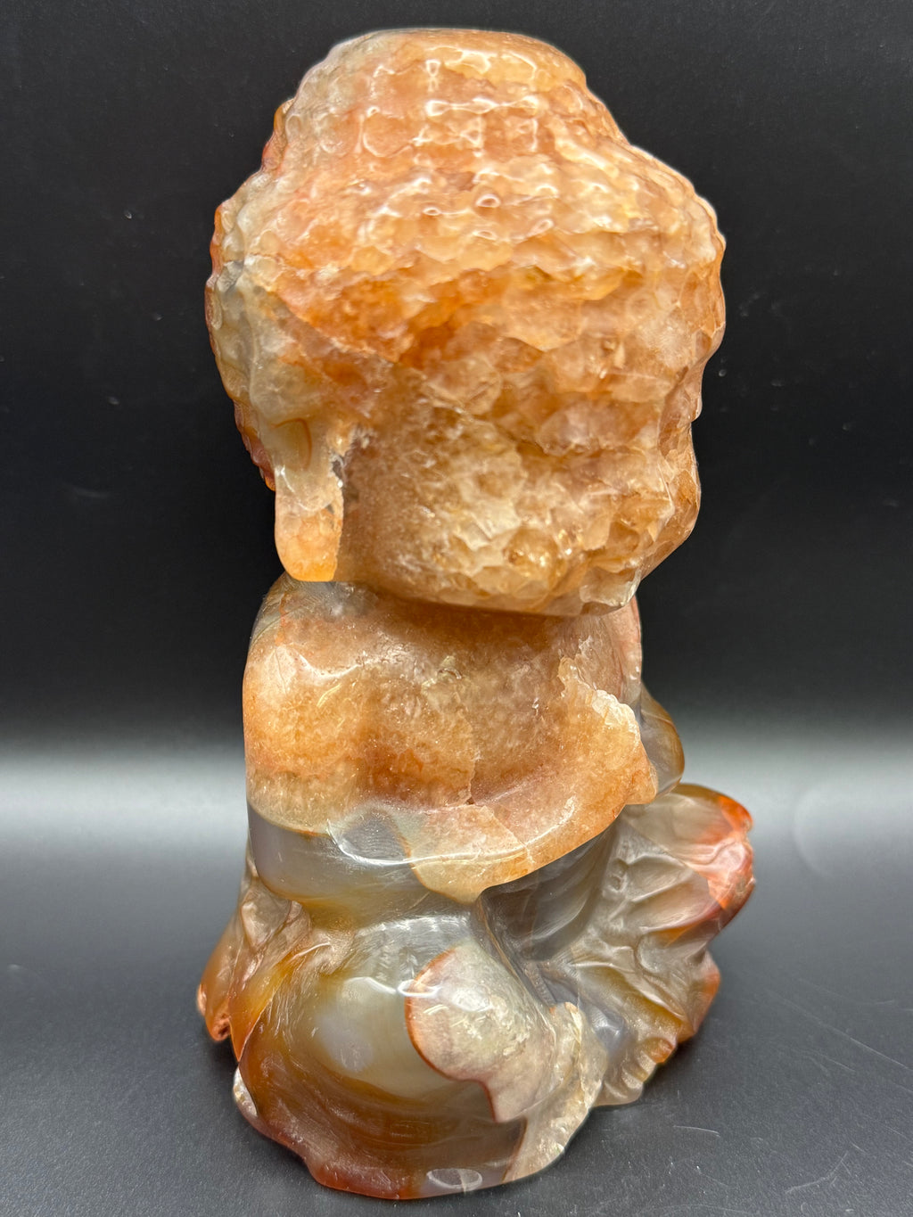 Carnelian Baby Buddha Carving (Druzy)