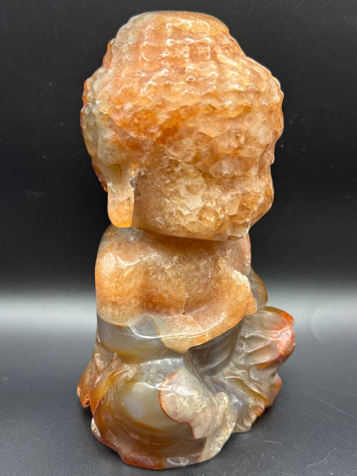 Carnelian Baby Buddha Carving (Druzy)