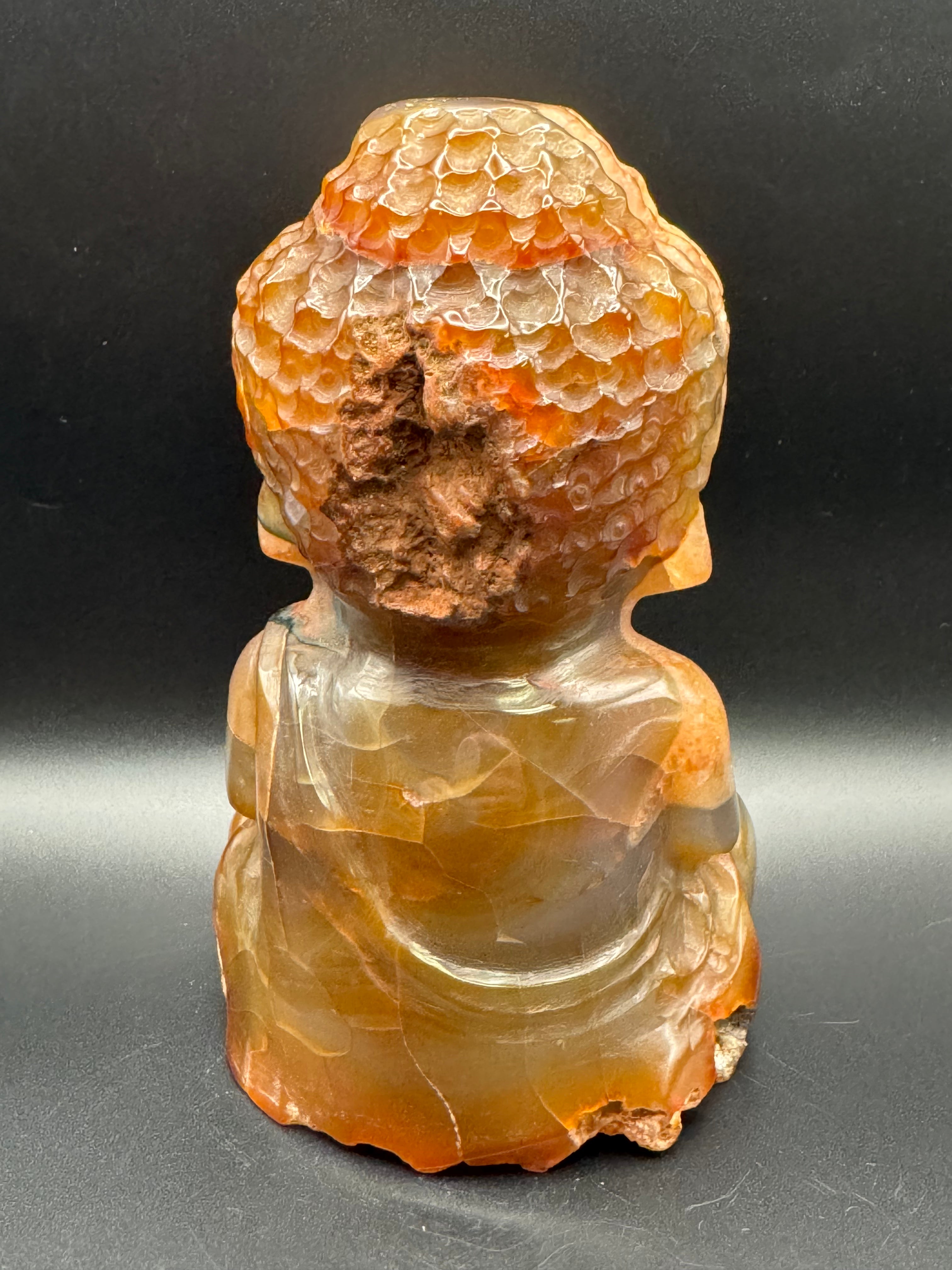 Carnelian Baby Buddha Carving (Druzy)