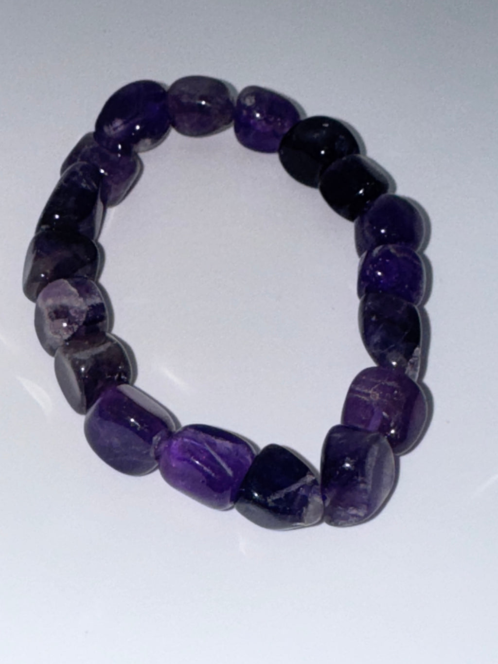 8mm Tumbled Square Amethyst Stretch Bracelet