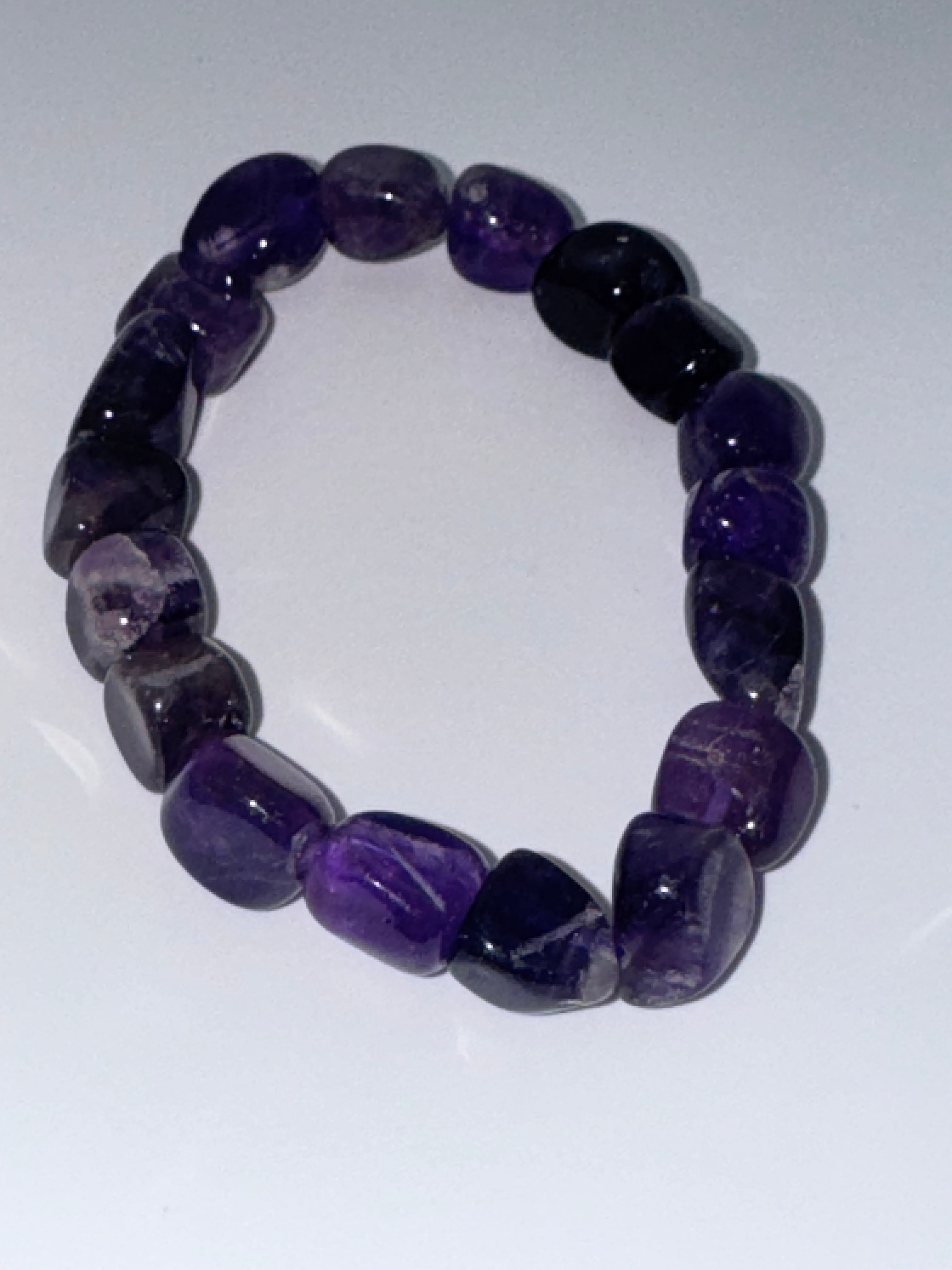 8mm Tumbled Square Amethyst Stretch Bracelet