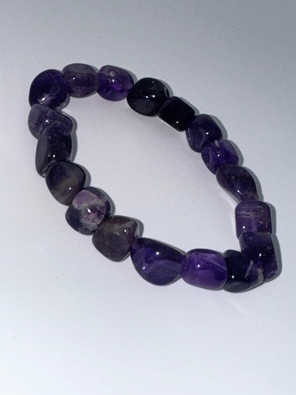 8mm Tumbled Square Amethyst Stretch Bracelet