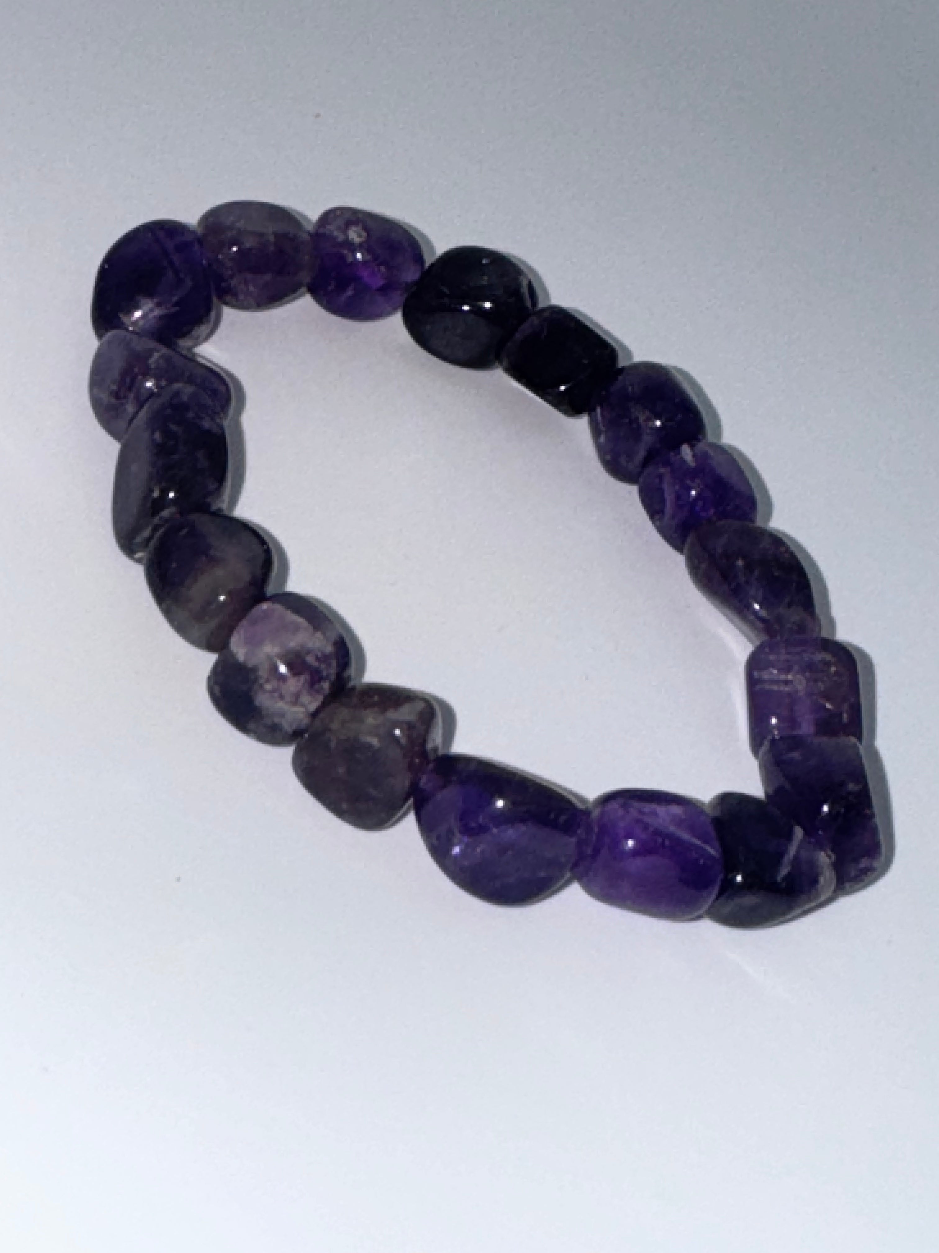8mm Tumbled Square Amethyst Stretch Bracelet