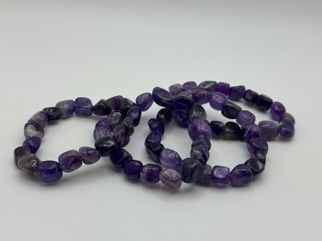 8mm Tumbled Square Amethyst Stretch Bracelet