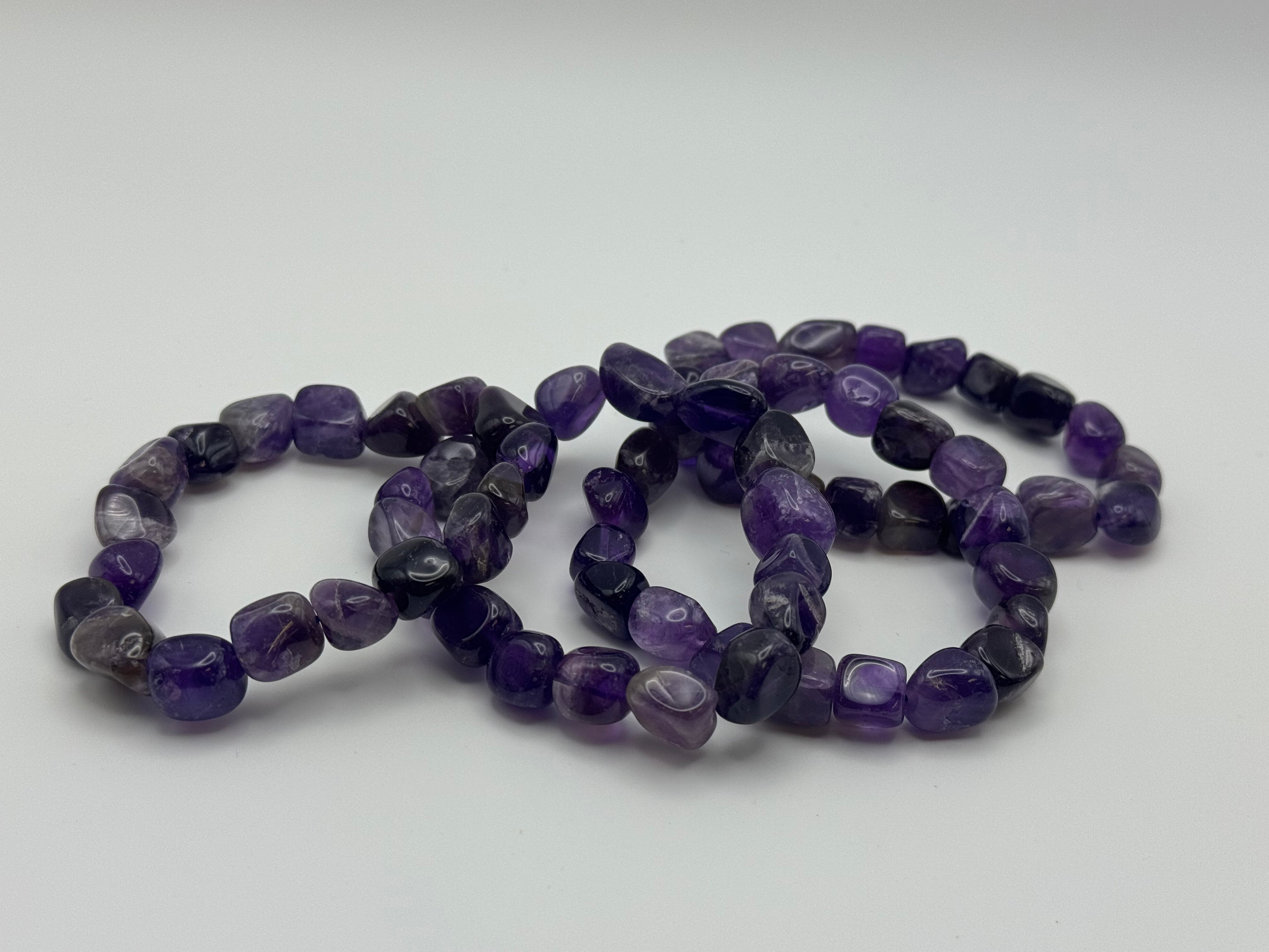 8mm Tumbled Square Amethyst Stretch Bracelet